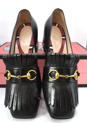 Zapatos Mocasines para Mujer GUCCI TALLA 39 POLLY Flecos Málaga Niño Cuero Negro Horse Bit Foto 1 de 4