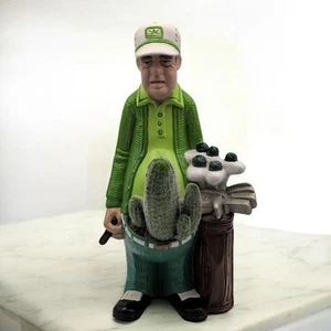 Whimsical Goofy Golfer With Golf Bag & Club Faux Succulent Cactus Plant Figurine - Picture 1 of 9