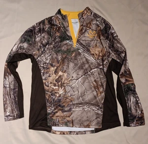 Realtree Xtra Camo Brown Yellow 1/4 Zip Thin Pullover Hunting Hiking MEDIUM - Picture 1 of 3