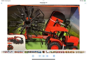 NEWRAY KUBOTA L6060 TRACTOR W/ INTERCHANGEABLE HAY TRAILERS 1:18 SCALE NIB - Picture 1 of 3