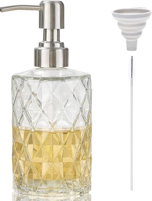 Easy Tang Glass Hand Dish Soap Dispenser for Bathroom Kitchen 12 Oz Crystal Desi - Image 1 of 4