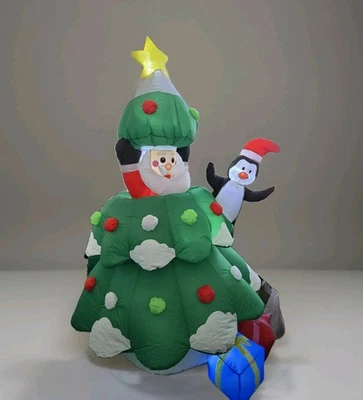 Christmas Inflatable 7 FT Santa Tree Penguin Gift Box Lighted Outdoor Blow Up - Image 1 of 4