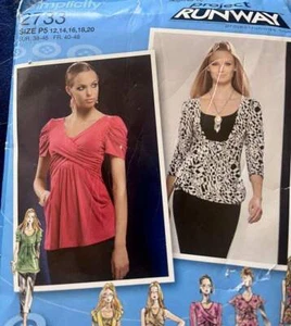 Simplicity Project Runway 2733 Knit Tops Bodice Sleeve Variations 12 14 16 18 20 - Picture 1 of 6