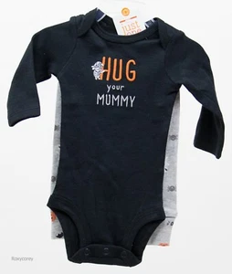 Halloween Carter's Hug Your Mummy Black Bodysuit Grey Pantalones Talla 3 meses NWT - Imagen 1 de 2