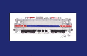 SEPTA AEM-7 #2302 11"x17" Matted Print Andy Fletcher signed - Picture 1 of 1