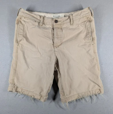 Abercrombie & Fitch Shorts Mens Size 32 Tan Flat Front Distressed Jorts Khaki - Image 1 of 4