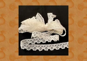 Filetto di pizzo vintage finitura piatta bianco 144 pollici x 5/8 pollici NOS #U - Foto 1 di 4
