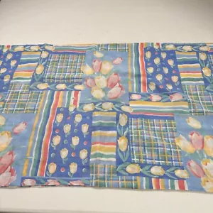 vintage springs sham king blue tulips floral cotton blend y2k 90s 80s - Picture 1 of 13