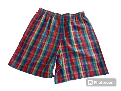 Koret Francisca Shorts Womens Plaid Elastic waist Rainbow High Rise Seersucker - Image 1 of 4