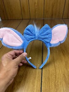 Disney Lilo and Stitch Fuzzy Ears With Rhinestone Bow Ears Headband Stitch Ears