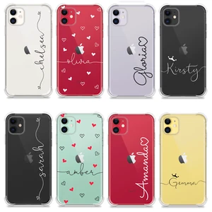 PERSONALISIERTE HÜLLE FÜR IPHONE 12 11 X 7 8 INITIALEN NAMEN KLAR SILIKON COVER GESCHENK - Bild 1 von 20