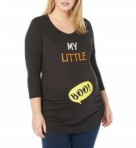 Motherhood Women's Maternity 3/4 Sleeve Side Ruched Halloween Graphic Shirt - Picture 1 of 3