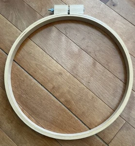 Vintage Adjustable Embroidery Hoop~14” Round Wood Block~ Needlework Quilting - Picture 1 of 6