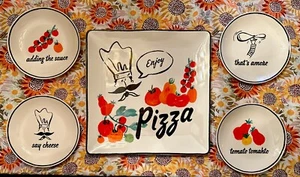 Kate Spade Lenox Square Pizza Platter Serving Tray Plus 4 Luncheon Pizza Plates - Picture 1 of 12