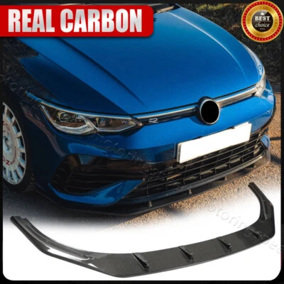 真碳前保险杠唇下巴锅炉适用于大众高尔夫 8 MK8 R 2021UP — 第 1/4 张图片