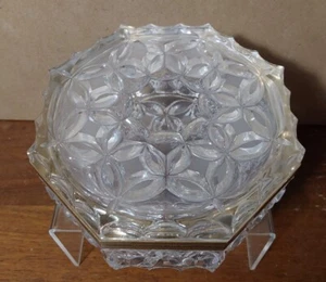 Baccarat Style Hinged Glass Crystal Diamond Cut Trinket Jewelry Box Octagon Gold - Picture 1 of 9