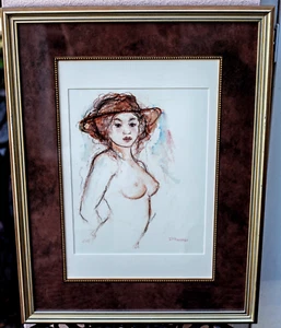 Medios mixtos, desnudo femenino, por el famoso artista listado Jean-Pierre Rousseau enmarcado - Imagen 1 de 13