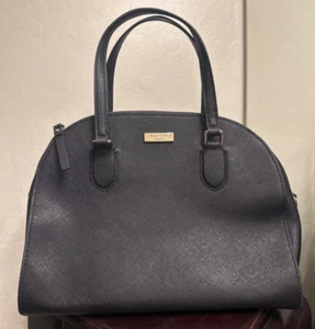 Kate Spade Black Leather Handbag With Handles And Bottom Studs Satchel Style - Picture 1 of 6