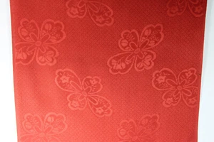 vintage Japanese kimono woven silk fabric orange traditional floral pattern 1 - Picture 1 of 24