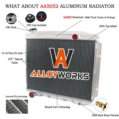 4 Row Radiator Fit 1957-1959 Ford Galaxie Fairlane Ranchero Skyliner Victoria V8 Foto 1 de 4