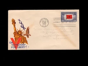 WWII Patriotic Statue Liberty Planes Eagle Overrun Washington FDC 1943 Cover 8h - Picture 1 of 2