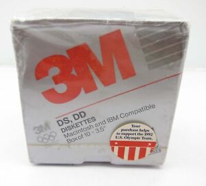 New 3M 3.5" DS / DD Mac IBM Compatible Floppy Disk - Sealed Pack of 10