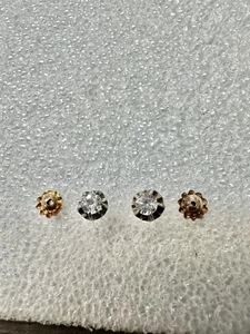 14k Antique Fancy Screw Back White Topaz Stud Earrings RARE 1.32 Grams  - Picture 1 of 7