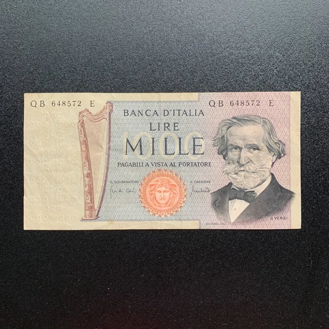 Giuseppe Verdi Note Italy 1000 Lire Banknote 1969 Italian Currency Paper Money Cover