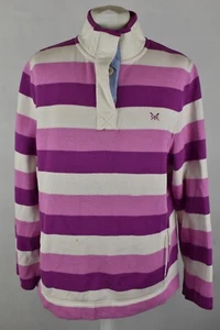 CREW CLOTHING Pink Rugby Jumper size Uk 12 Womens Striped Pullover Outdoors - Picture 1 of 6