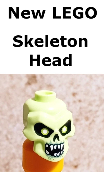 Nuevo LEGO Cabeza de Calavera Esqueleto Amarillo Verde Arena Verde Dientes dentados Huesos de las mejillas Foto 1 de 1