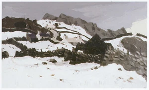 Snow above Deiniolen Kyffin Williams Wales print in 11x14 mount SUPERB - Picture 1 of 1