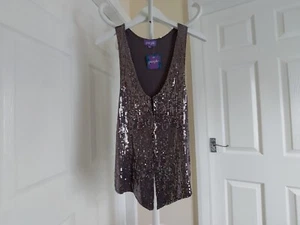 Waistcoat ”Purple” Square Sequin Grey Colour Size: Eur M/L - Picture 1 of 13