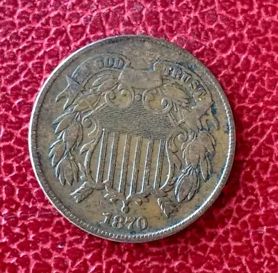 United States - U.S.A. - Rare 1870 2 Cent Coin - Image 1 of 2