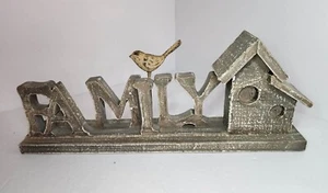 Hand Carved Wood Family Block With Bird And Birdhouse Housewarming Gift - Picture 1 of 14