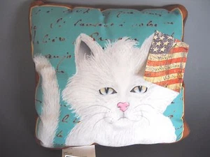 Almohada blanca para gato de PURRFECT POSES Jacquard tejida hecha en EE. UU. 12" cuadrada nueva con etiquetas - Imagen 1 de 6