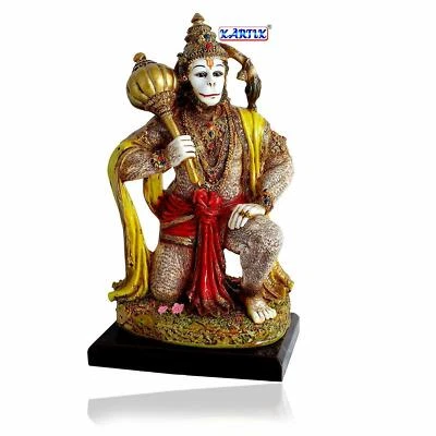 Escultura ídolo estatua de resina tallada a mano Lord Hanuman Bajrangbali 9 pulgadas Foto 1 de 4