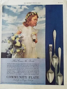 1937 Placa Comunitaria Coronación Flor Niña de Novia Color Anuncio Original - Imagen 1 de 1