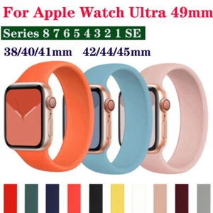 Silicone Strap For Apple Watch Series Ultra 9 8 7 6 5 4 38-49mm Solo Loop Band - Picture 1 of 48