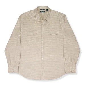 Cubavera Mens Slim Fit Short/Long Sleeve Shirt, Color Beige Plaid, Size Large - Picture 1 of 12