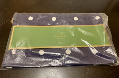 New! Kate Spade Charlotte Street Table Runner 15 x 90" Navy White Polka Dot - Image 1 of 3