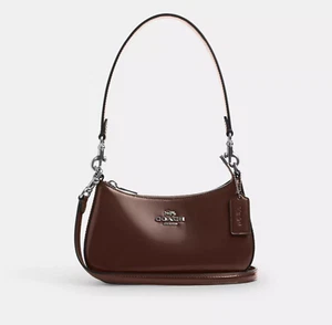 NWT Coach CV938 Teri Spazzolato Leather Shoulder Crossbody Bag In Maple Brown - Picture 1 of 18