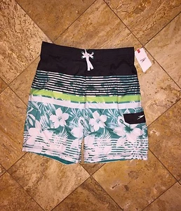 Speedo Costume da Bagno Tronchetti Uomo Blu Verde Hawaiano Hibiscus Board Shorts Nuovo con etichette $60 - Foto 1 di 7