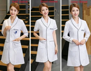 Women Nurse Female Doctor White Dress Beautician Lab Coat Work Clothes - Picture 1 of 7