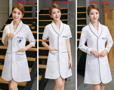 Women Nurse Female Doctor White Dress Beautician Lab Coat Work Clothes - Image 1 of 4