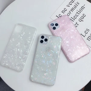 For iPhone 15 14 Pro Max 13 12 11 X 8 Marble Holographic Soft Glitter Case Cover - Picture 1 of 14