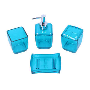 Bathroom Set Easy To Clean Practical 4PCS/Set Blue Exquisite Workmanship Simple
