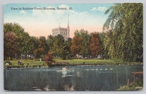 Soldiers Home, Grounds, Quincy, Illinois IL DB Postcard - Picture 1 of 2
