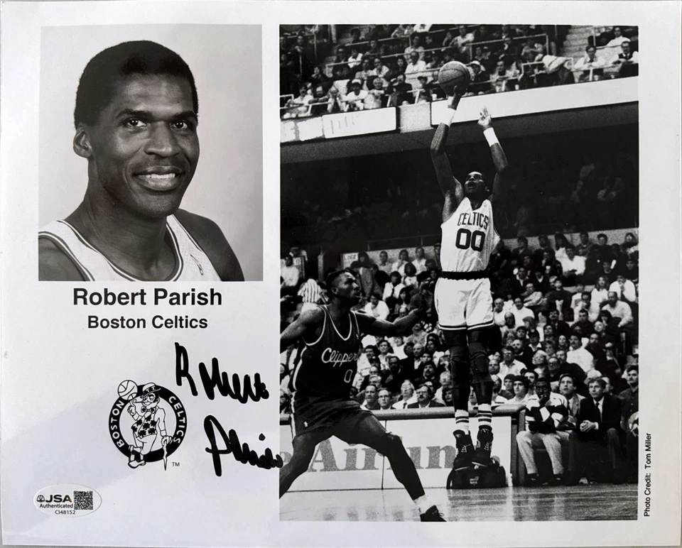 ROBERT PARISH AUTOGRAPH 8X10 PHOTO JSA COA AUTO SIGNED BOSTON CELTICS TEAM ISSUE - Image 1 of 1
