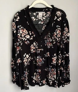 American Rag Cie Floral Print Peasant Blouse Plus Size 2X - Picture 1 of 10