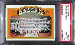 1972 Topps #522 Dodgers Team - Set Break! PSA 8 - Foto 1 di 2